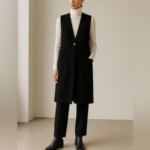 Andrea Jovine Essentials 100% Wool Long Vest – Made in Hong Kong